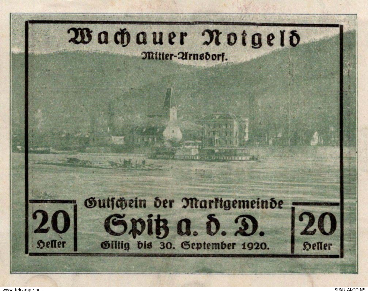 20 HELLER 1920 Stadt WACHAU Niedrigeren Österreich Notgeld Banknote #PF284 - Lokale Ausgaben