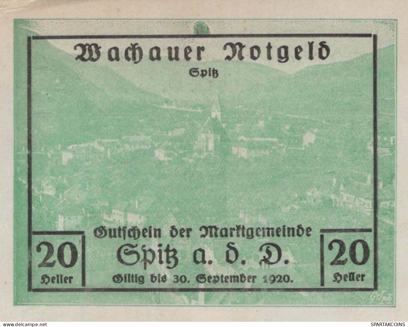 20 HELLER 1920 Stadt WACHAU Niedrigeren Österreich Notgeld Banknote #PF276 - [11] Emissions Locales