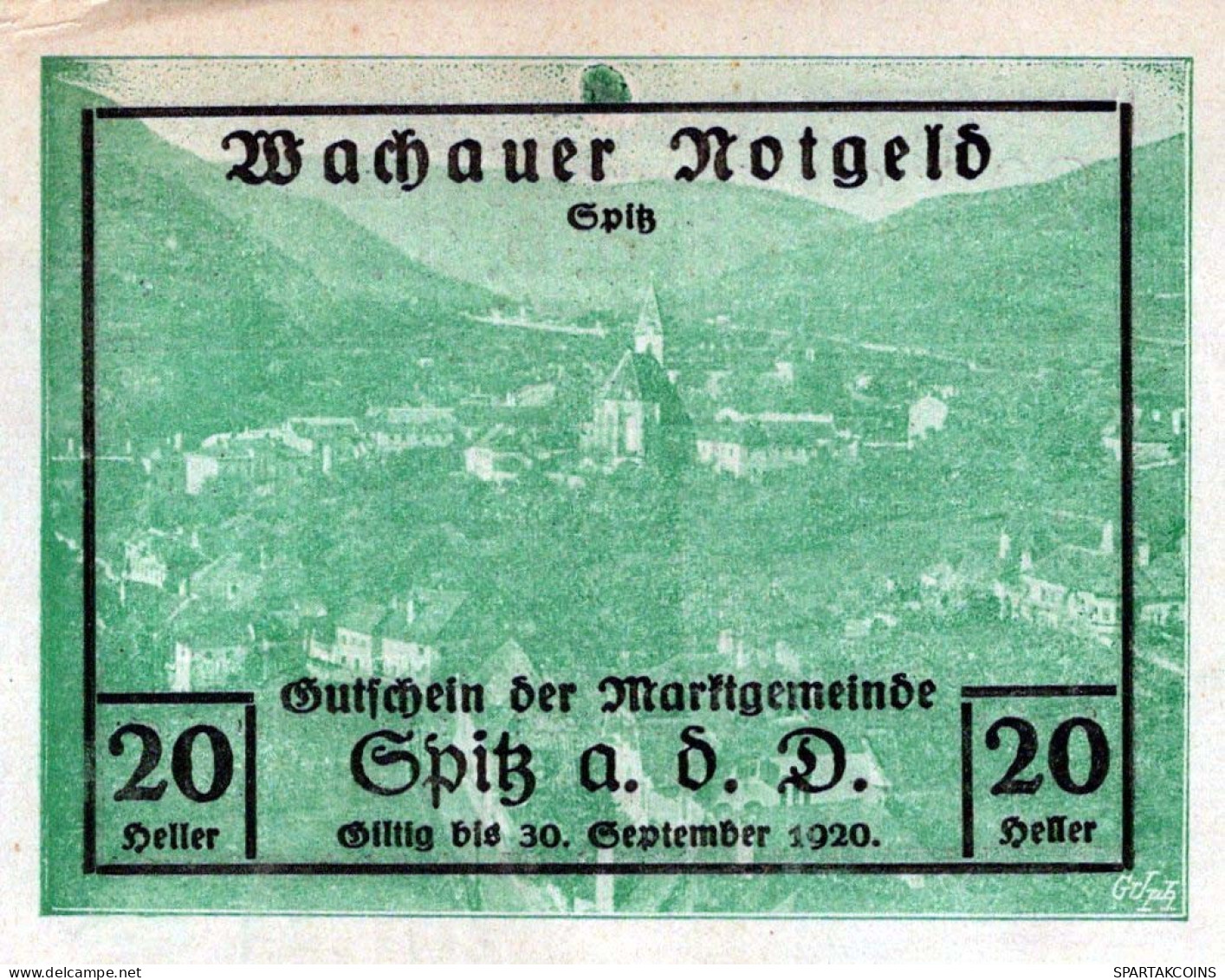 20 HELLER 1920 Stadt WACHAU Niedrigeren Österreich Notgeld Banknote #PF276 - Lokale Ausgaben