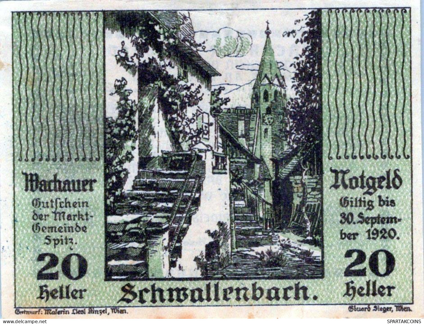 20 HELLER 1920 Stadt WACHAU Niedrigeren Österreich Notgeld Banknote #PE739 - Lokale Ausgaben