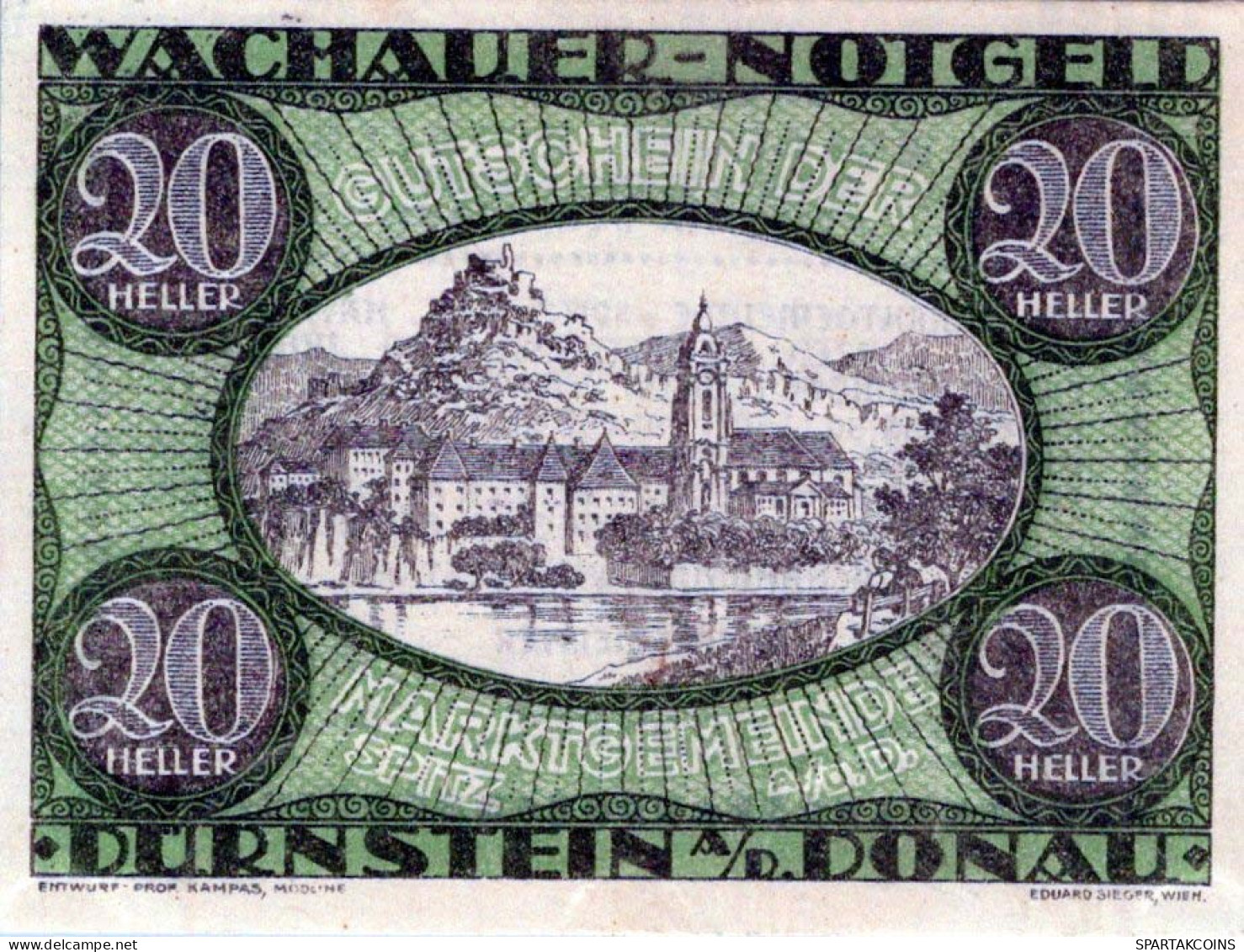 20 HELLER 1920 Stadt WACHAU Niedrigeren Österreich Notgeld Banknote #PF159 - Lokale Ausgaben