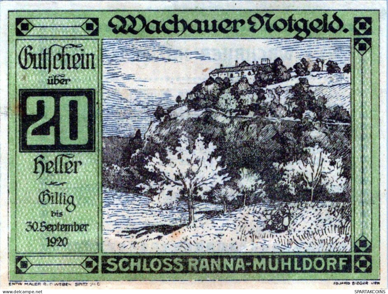 20 HELLER 1920 Stadt WACHAU Niedrigeren Österreich Notgeld Banknote #PE727 - Lokale Ausgaben
