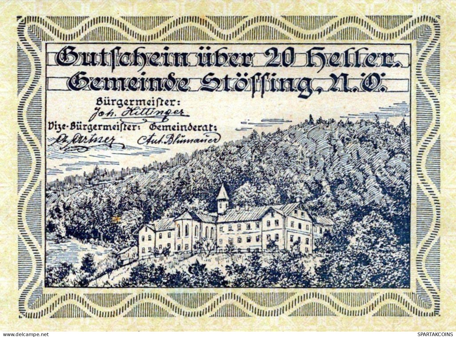 20 HELLER 1920 Stadt SToSSING Niedrigeren Österreich Notgeld Banknote #PE729 - [11] Lokale Uitgaven