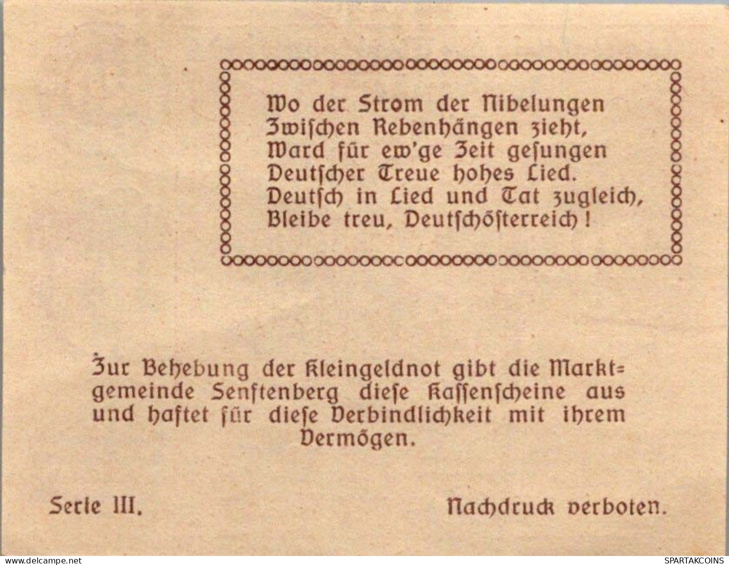 20 HELLER 1920 Stadt SENFTENBERG Niedrigeren Österreich Notgeld #PF010 - Lokale Ausgaben