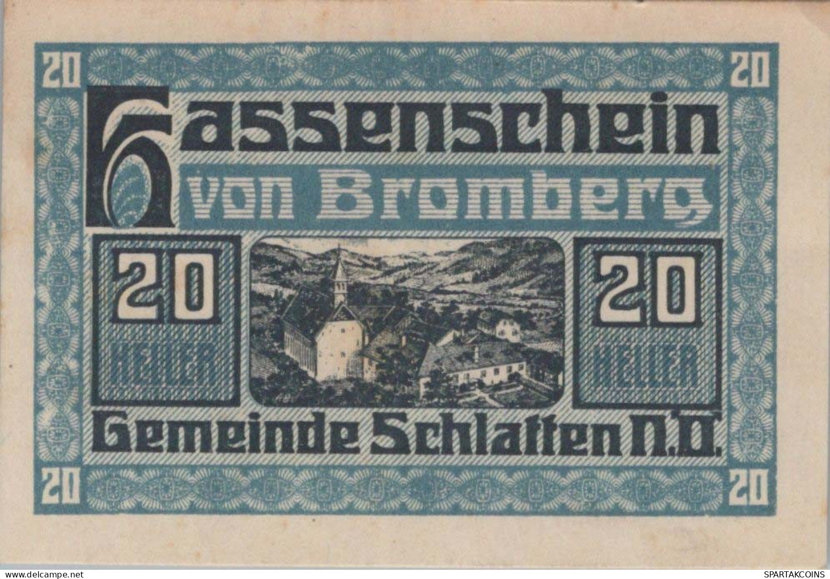 20 HELLER 1920 Stadt SCHLATTEN Niedrigeren Österreich Notgeld Banknote #PF133 - Lokale Ausgaben