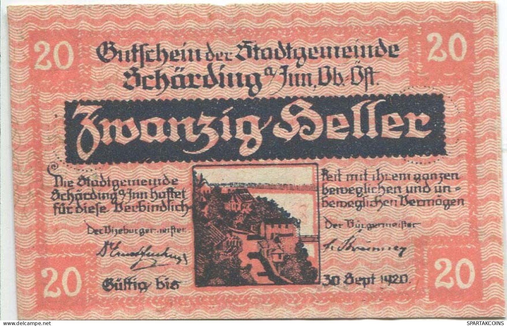 20 HELLER 1920 Stadt SCHÄRDING Oberösterreich Österreich Notgeld Papiergeld Banknote #PL775 - Lokale Ausgaben