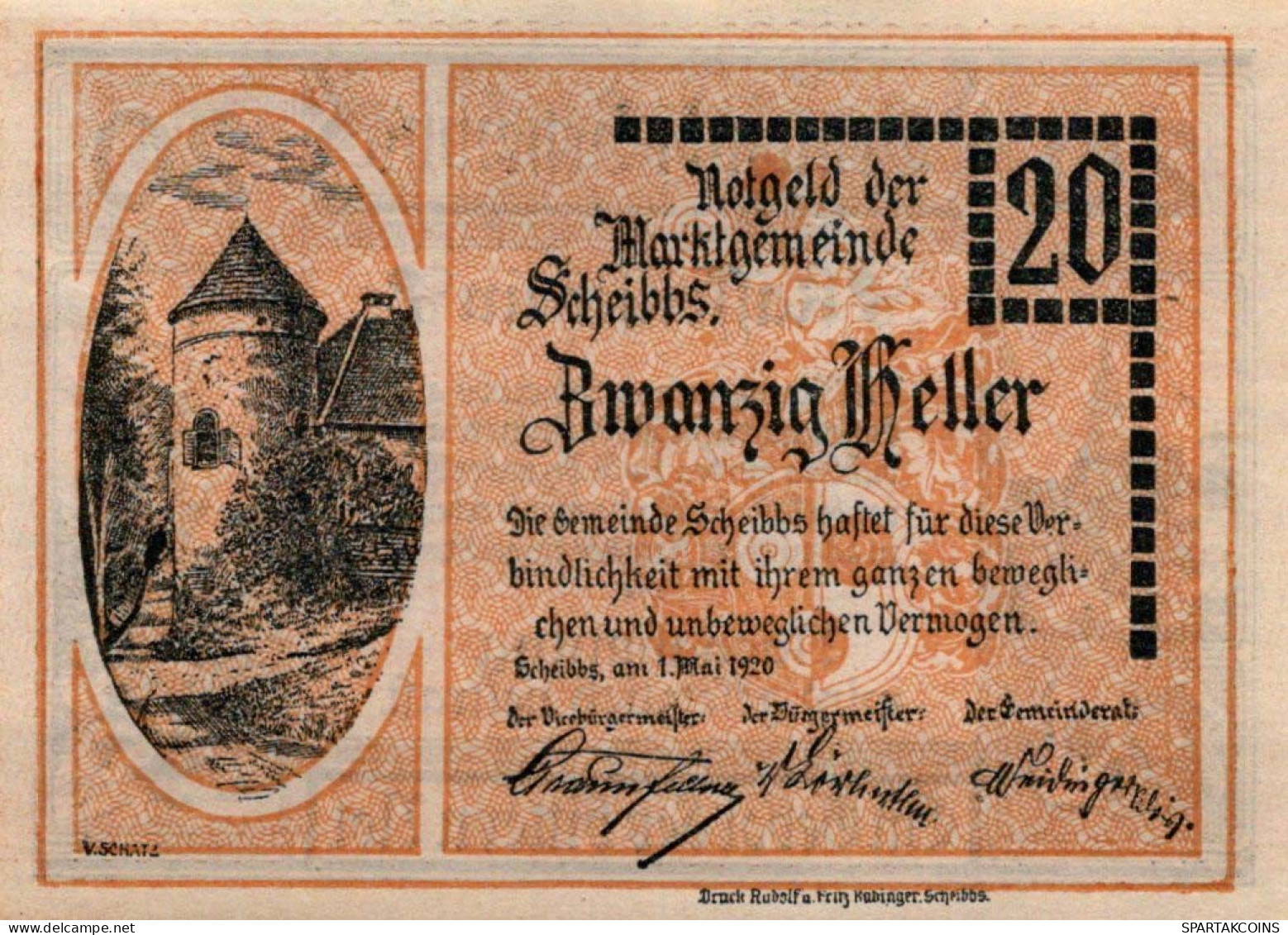 20 HELLER 1920 Stadt SCHEIBBS Niedrigeren Österreich Notgeld Papiergeld Banknote #PG788 - Lokale Ausgaben