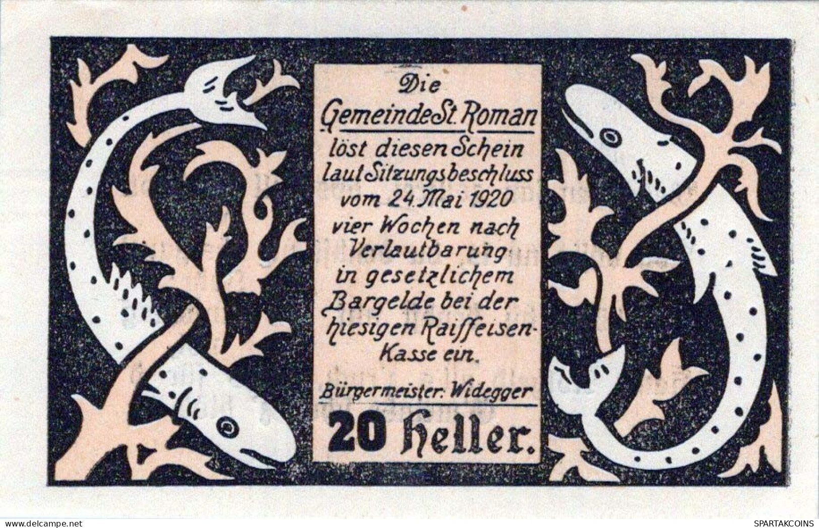 20 HELLER 1920 Stadt SANKT ROMAN Oberösterreich Österreich Notgeld #PE715 - Lokale Ausgaben