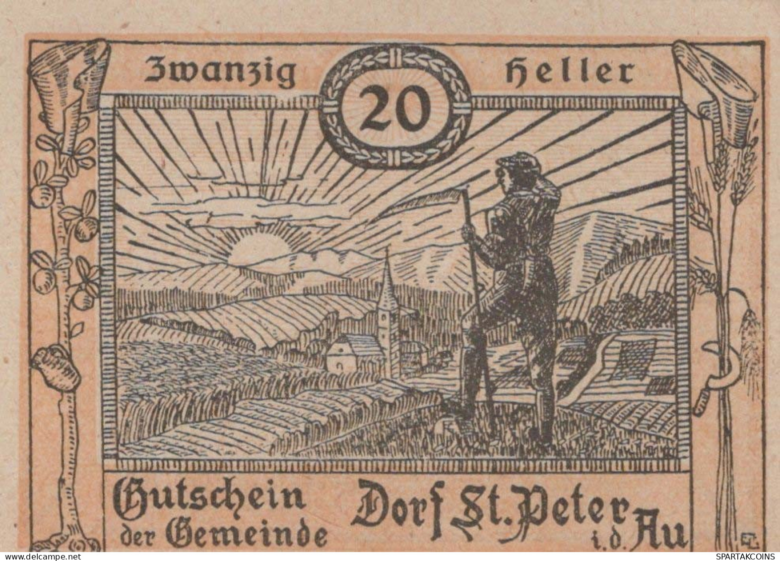 20 HELLER 1920 Stadt SANKT PETER IN DER AU Niedrigeren Österreich #PF196 - [11] Emissions Locales