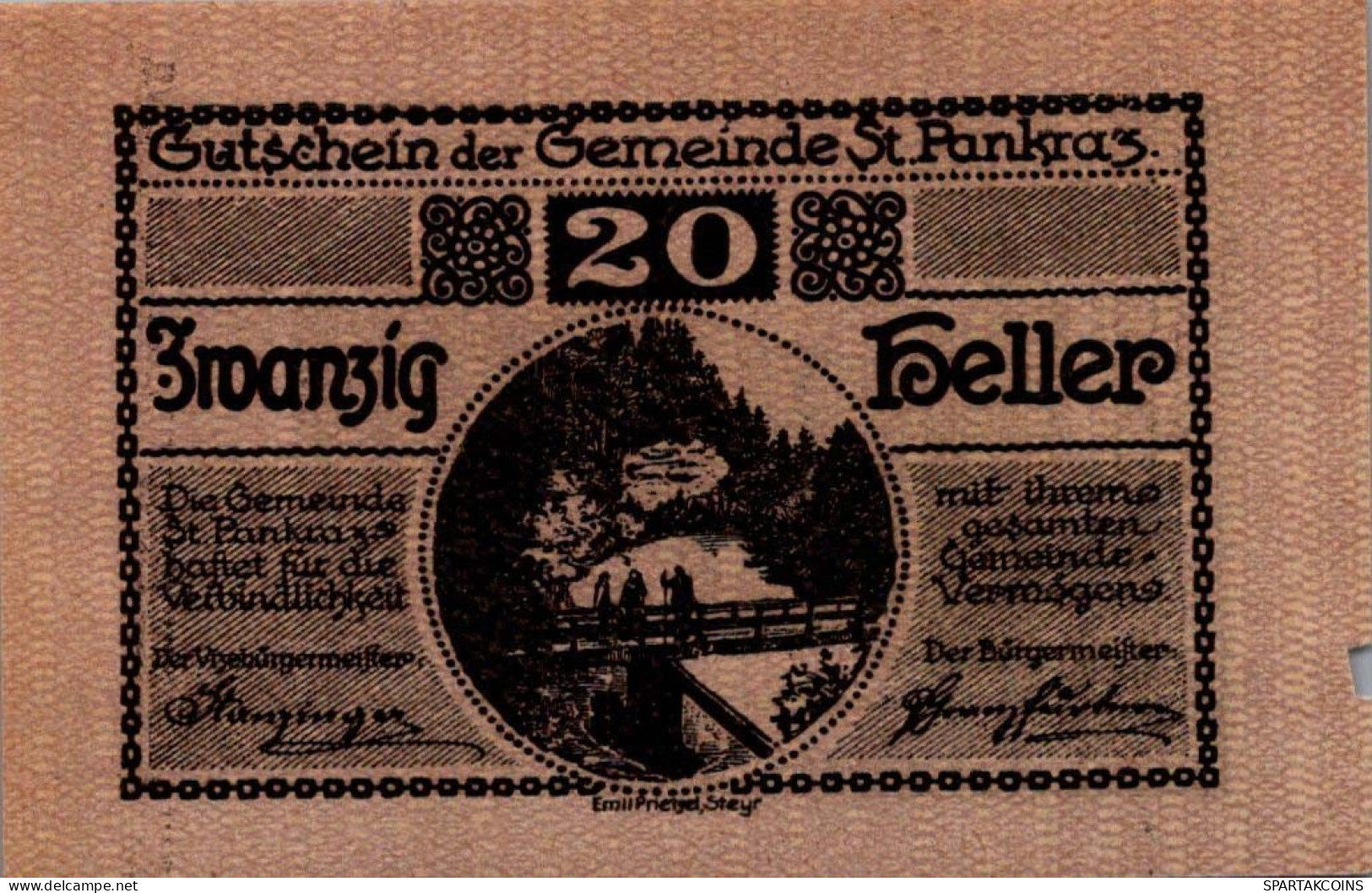 20 HELLER 1920 Stadt SANKT PANKRAZ Oberösterreich Österreich Notgeld #PE818 - [11] Local Banknote Issues