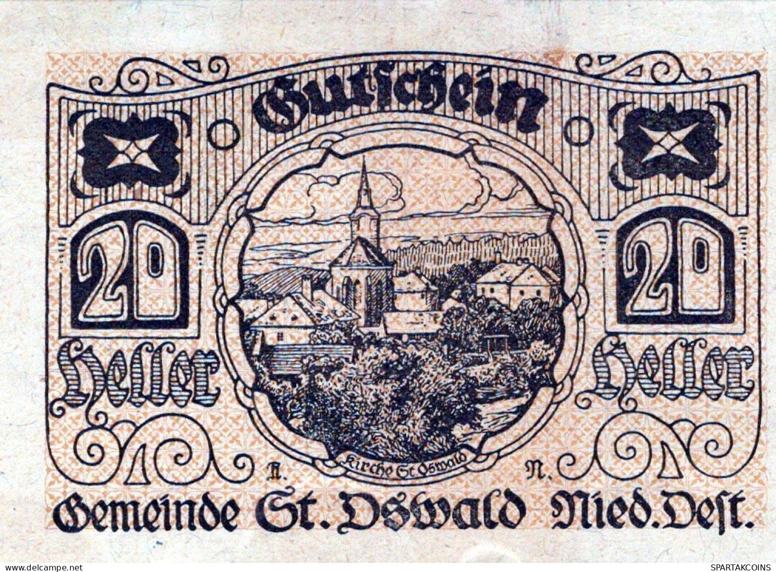 20 HELLER 1920 Stadt SANKT OSWALD Niedrigeren Österreich Notgeld #PE629 - [11] Local Banknote Issues