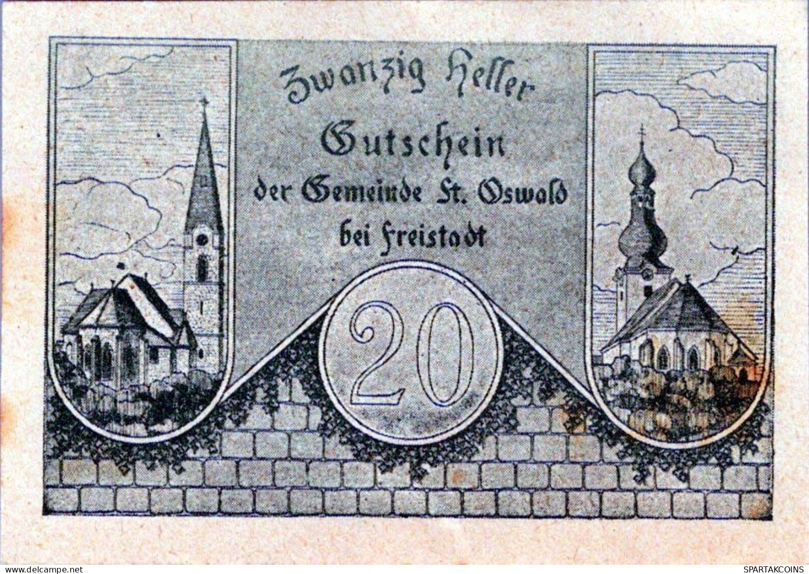 20 HELLER 1920 Stadt SANKT OSWALD BEI FREISTAD Oberösterreich Österreich #PE602 - Lokale Ausgaben