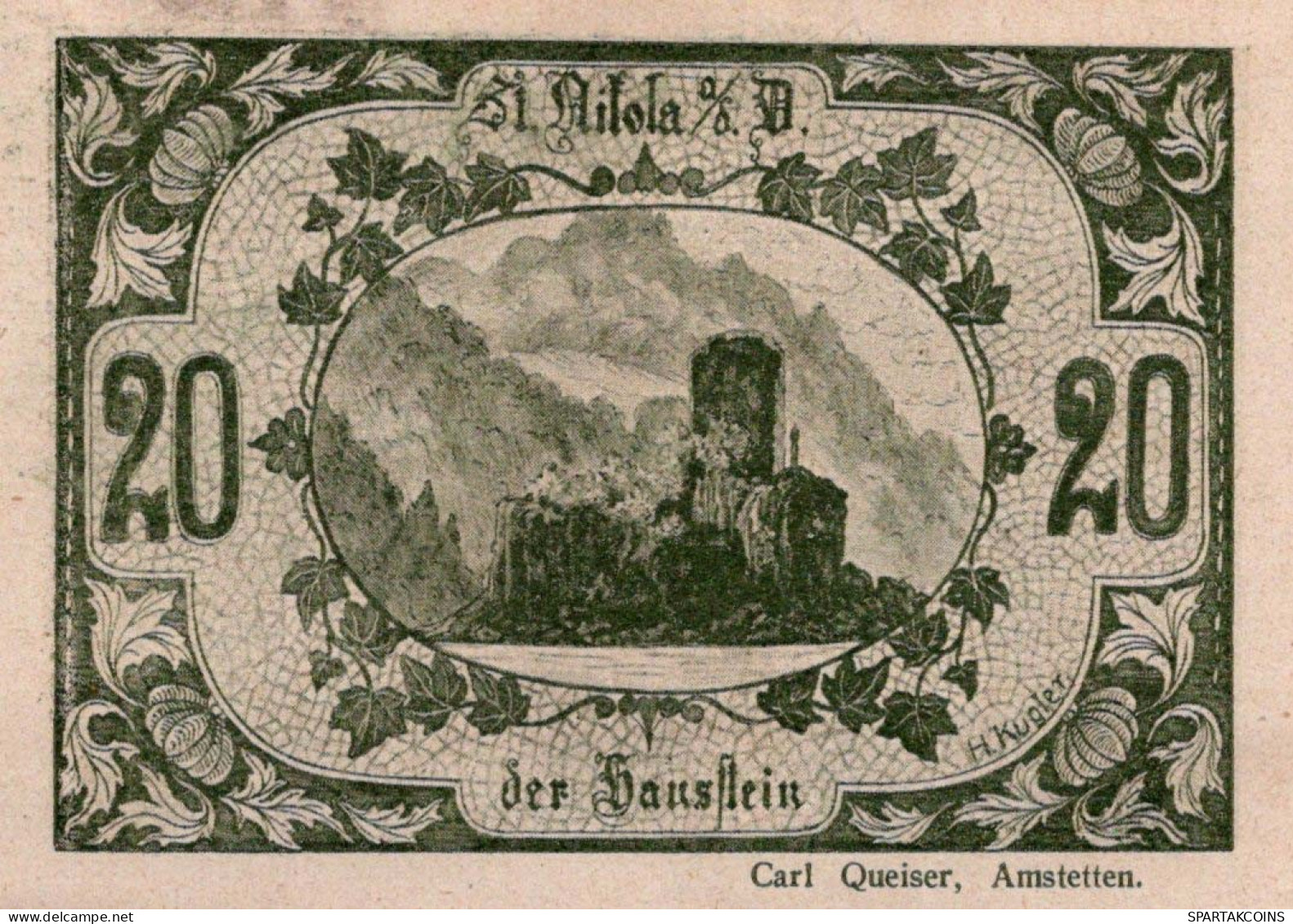 20 HELLER 1920 Stadt SANKT NIKOLA AN DER DONAU Oberösterreich Österreich Notgeld Papiergeld Banknote #PG689 - [11] Emissions Locales