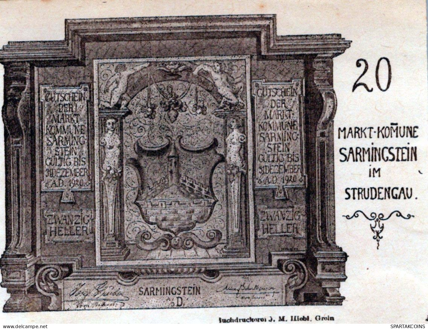 20 HELLER 1920 Stadt SANKT NIKOLA AN DER DONAU Oberösterreich Österreich #PE782 - Lokale Ausgaben