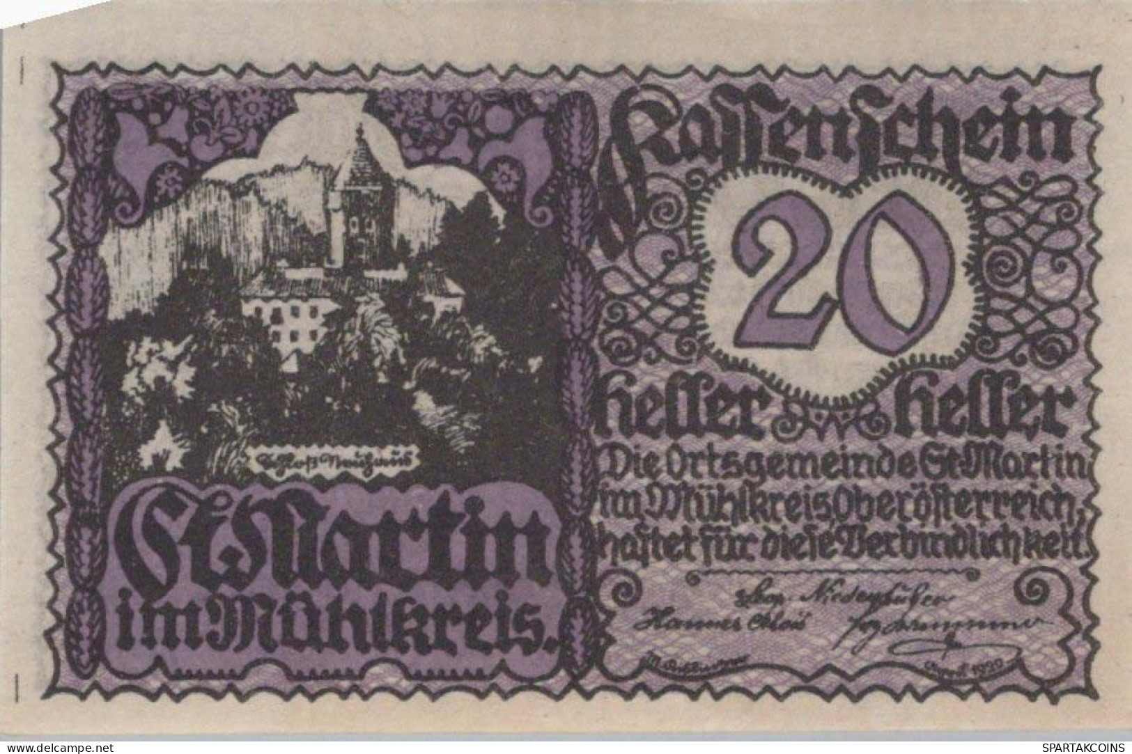 20 HELLER 1920 Stadt SANKT MARTIN IM MÜHLKREIS Oberösterreich Österreich #PE837 - [11] Emissions Locales