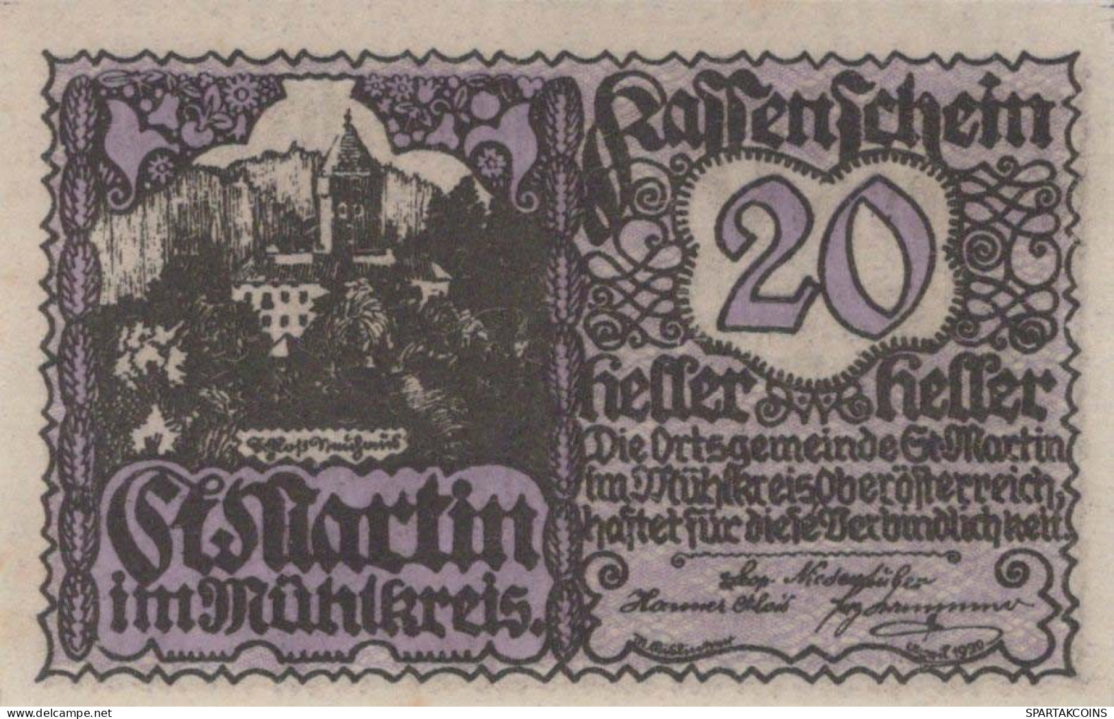 20 HELLER 1920 Stadt SANKT MARTIN IM MÜHLKREIS Oberösterreich Österreich #PE836 - [11] Emissions Locales