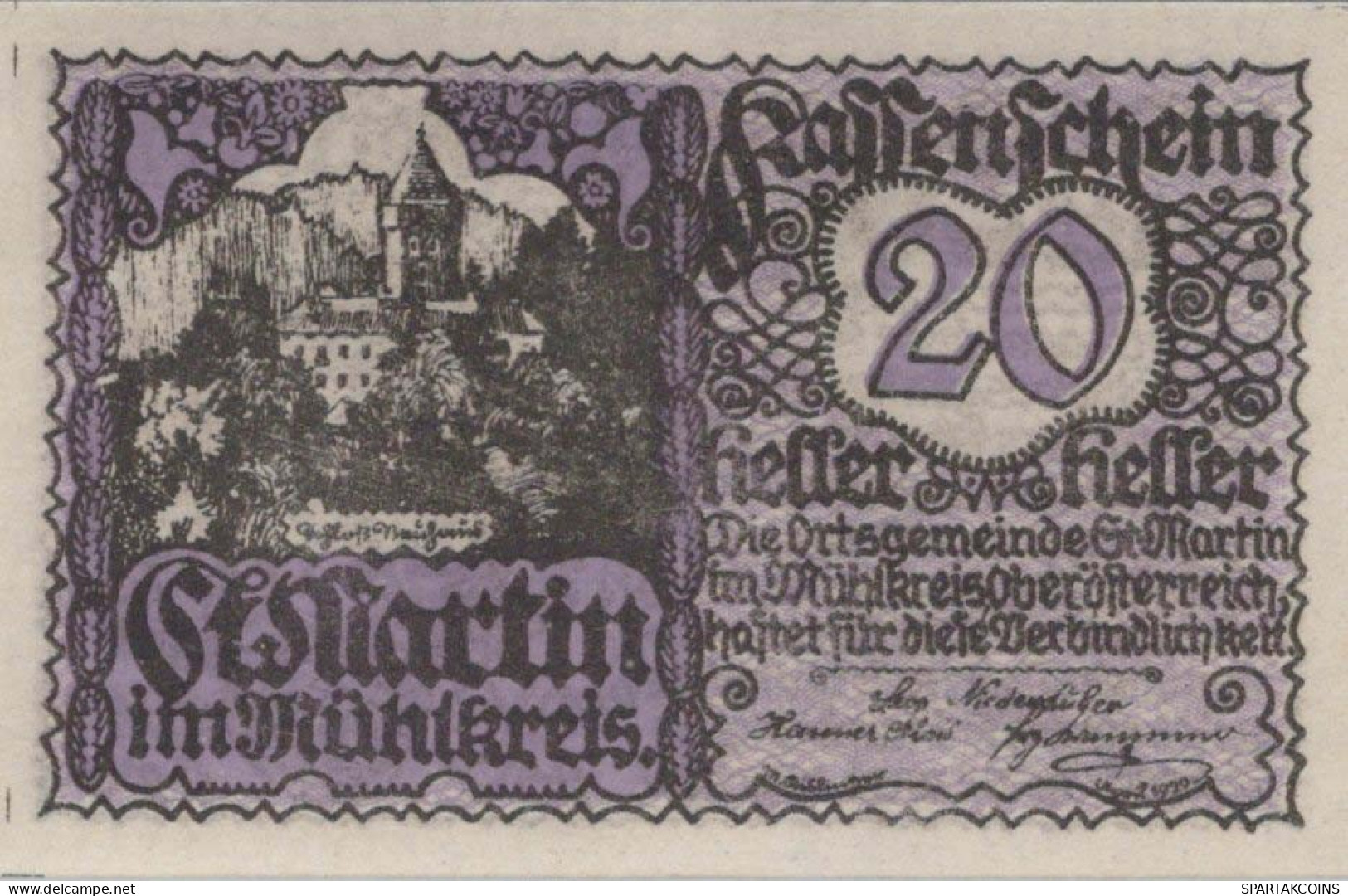 20 HELLER 1920 Stadt SANKT MARTIN IM MÜHLKREIS Oberösterreich Österreich UNC #PH099 - [11] Emissions Locales