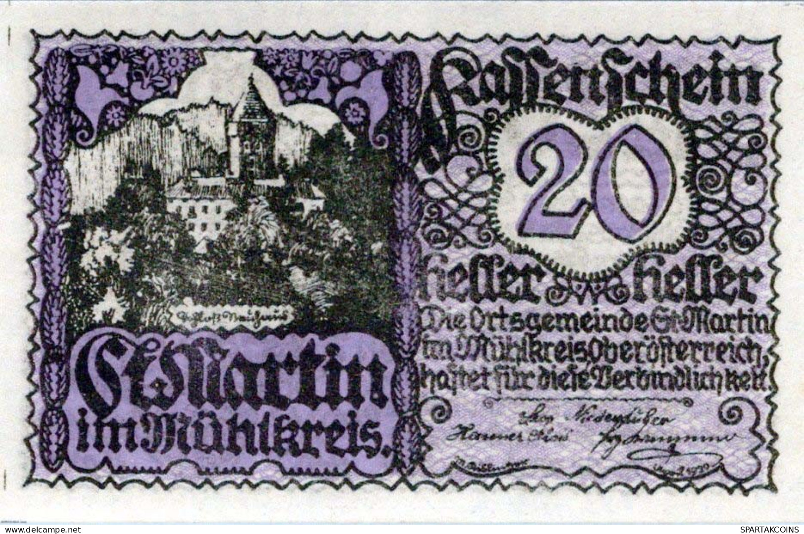 20 HELLER 1920 Stadt SANKT MARTIN IM MÜHLKREIS Oberösterreich Österreich UNC #PH099 - [11] Local Banknote Issues