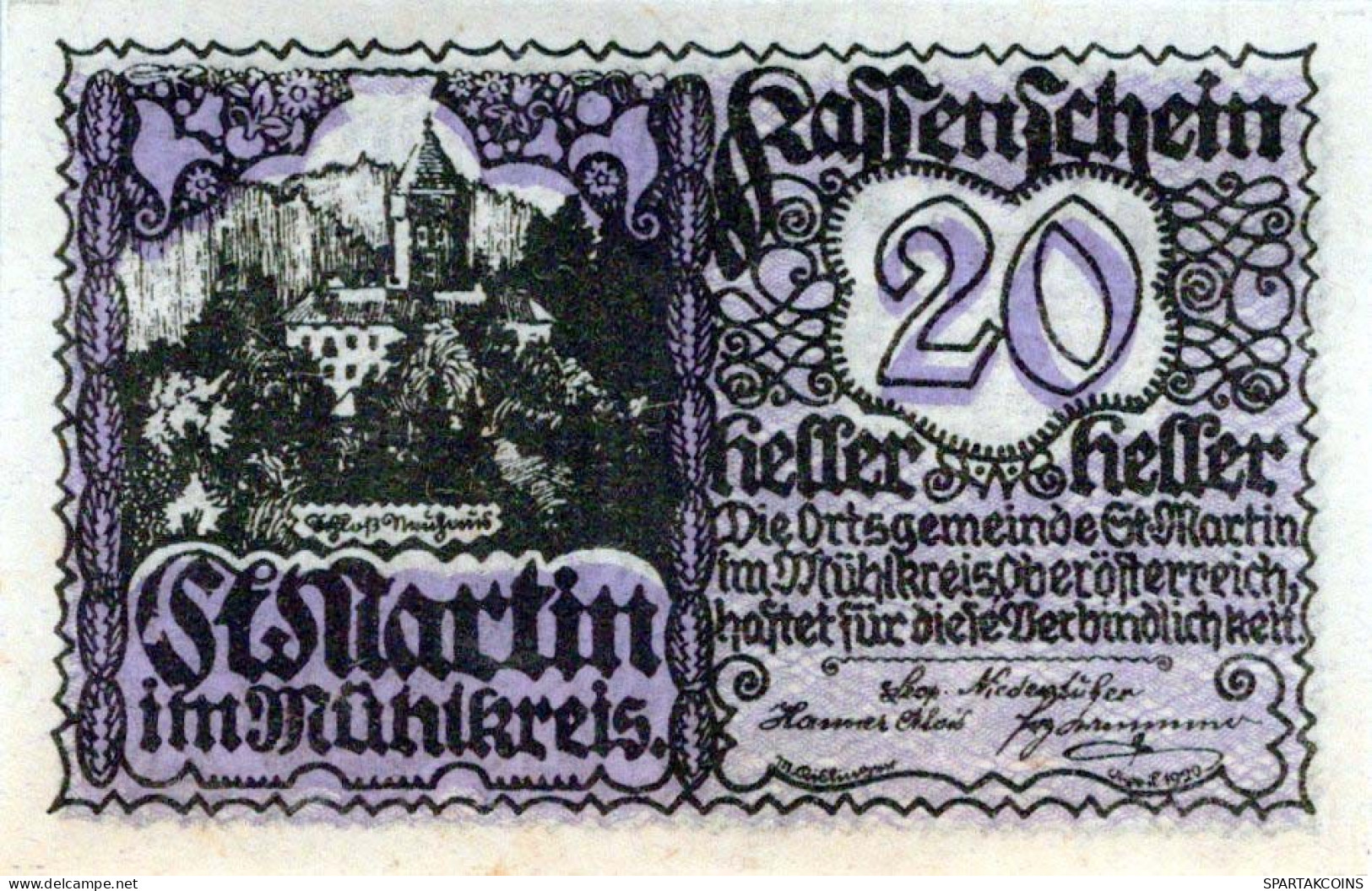 20 HELLER 1920 Stadt SANKT MARTIN IM MÜHLKREIS Oberösterreich Österreich #PE806 - [11] Local Banknote Issues
