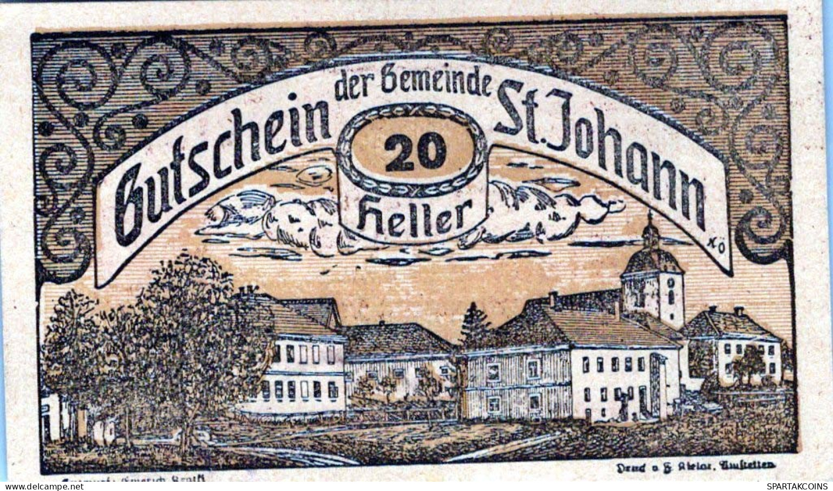 20 HELLER 1920 Stadt SANKT JOHANN IN ENGSTETTEN Niedrigeren Österreich #PE641 - Lokale Ausgaben