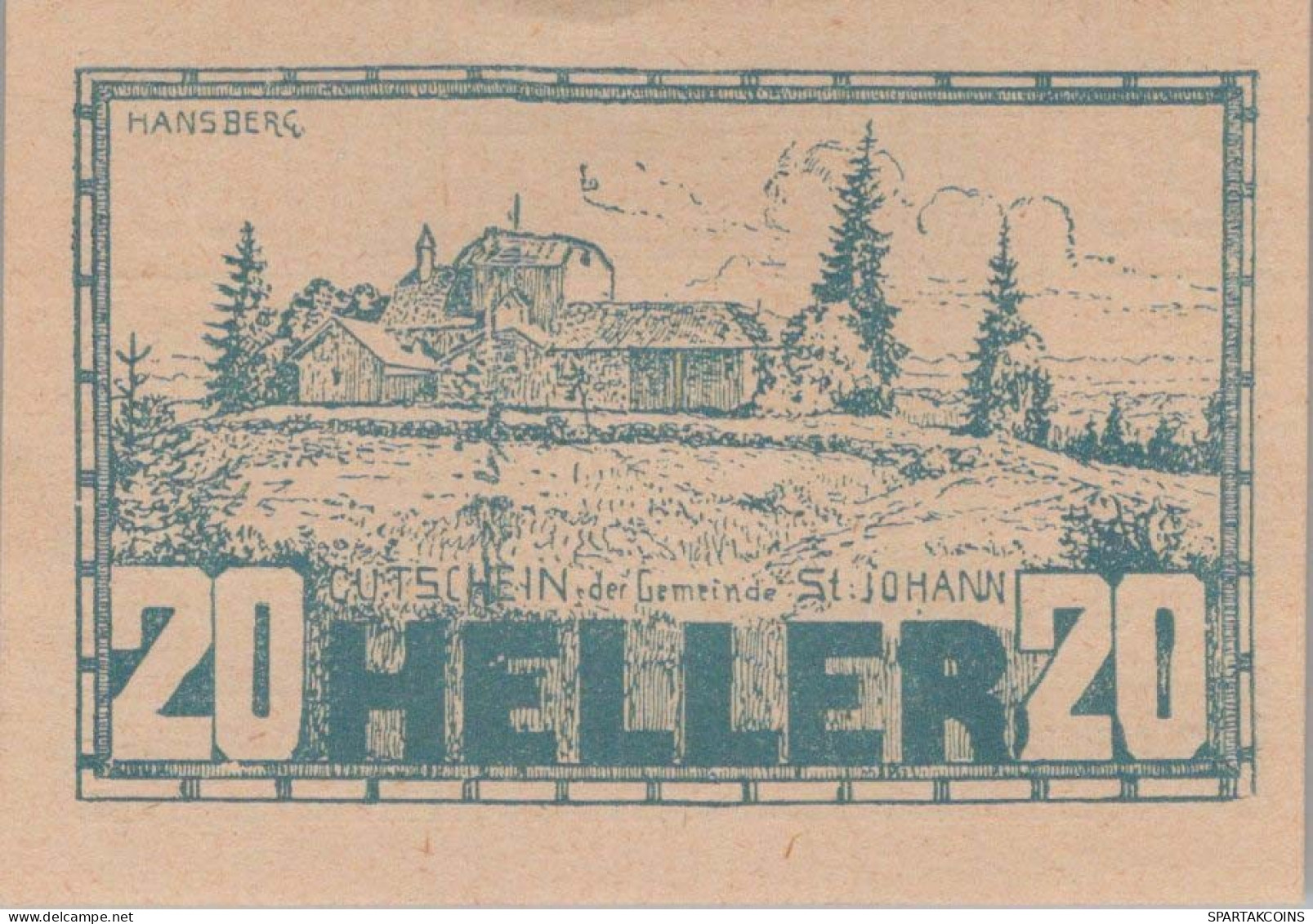 20 HELLER 1920 Stadt SANKT JOHANN AM WIMBERG Oberösterreich Österreich Notgeld Papiergeld Banknote #PG707 - Lokale Ausgaben