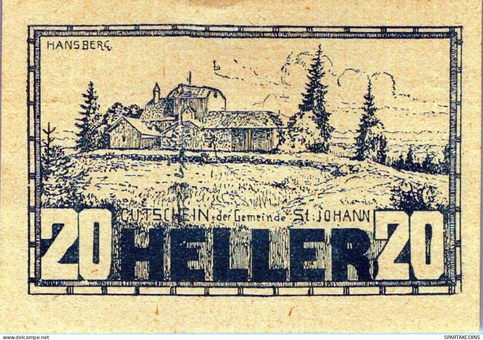 20 HELLER 1920 Stadt SANKT JOHANN AM WIMBERG Oberösterreich Österreich Notgeld Papiergeld Banknote #PG707 - Lokale Ausgaben