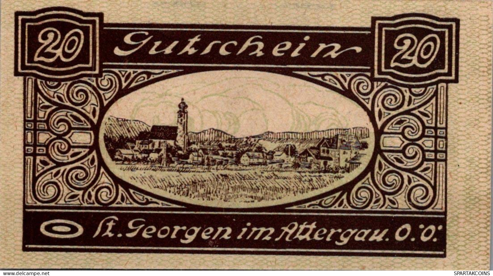 20 HELLER 1920 Stadt SANKT GEORGEN IM ATTERGAU Oberösterreich Österreich Notgeld Papiergeld Banknote #PG677 - [11] Local Banknote Issues