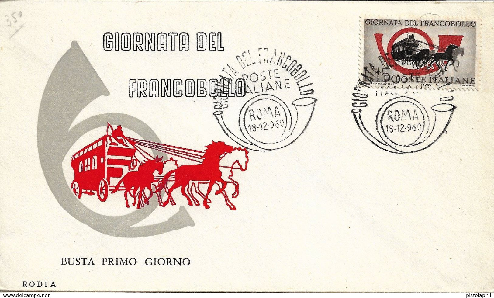 Fdc Rodia 1960  GIORNATA FRANCOBOLLO - No Viaggiata; AS_Roma - FDC