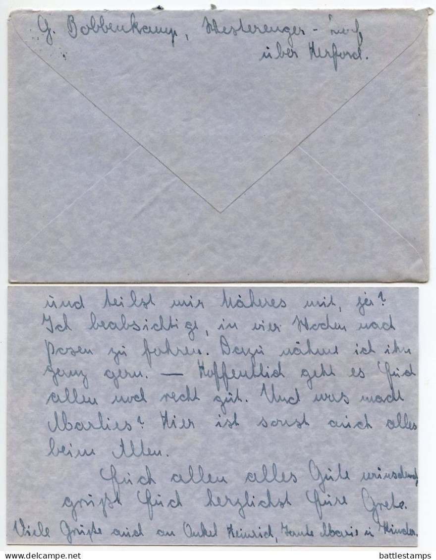 Germany 1941 Cover & Letter; Enger To Schiplage; 12pf. Hindenburg - Briefe U. Dokumente