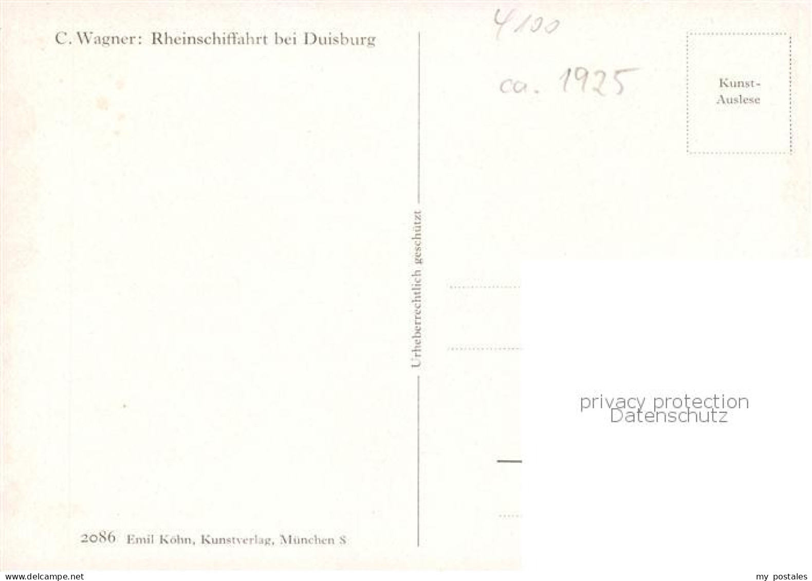 73866061 Duisburg  Ruhr Rheinschiffahrt Kuenstlerkarte  - Duisburg