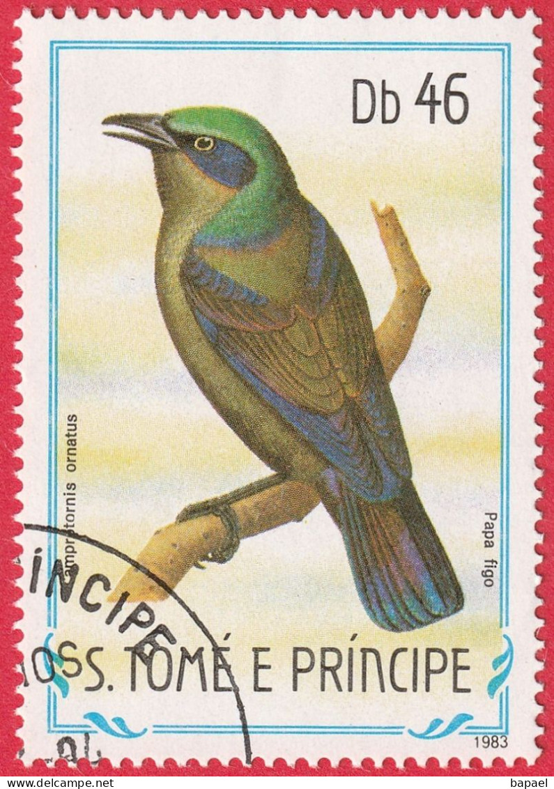 N° Yvert & Tellier 794 - Sao Tomé-et-Principe (1983) (Oblitéré) - Oiseaux - ''Lamprotornis Ornatus'' - Sao Tome And Principe