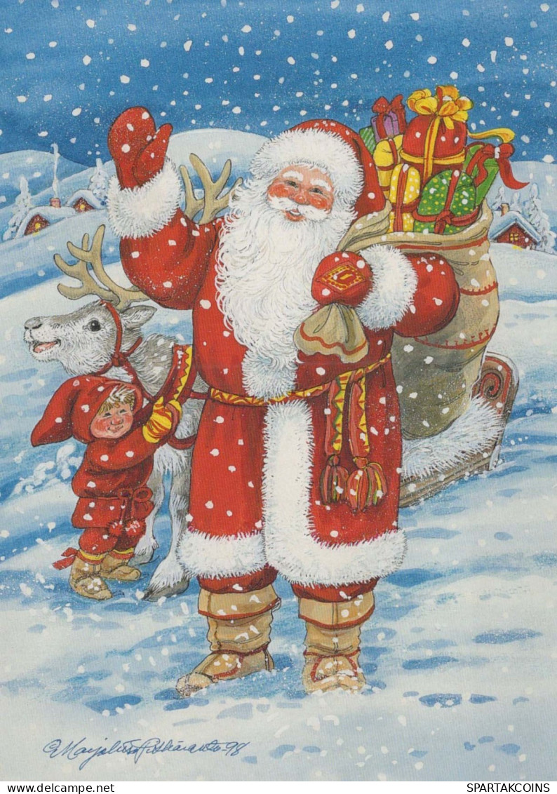 SANTA CLAUS Happy New Year Christmas Vintage Postcard CPSM #PBL312.GB - Santa Claus