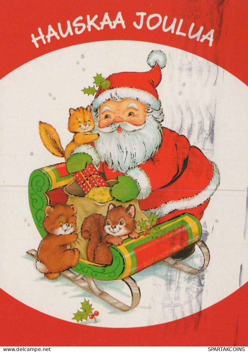 BABBO NATALE Animale Natale Vintage Cartolina CPSM #PAK719.IT - Santa Claus