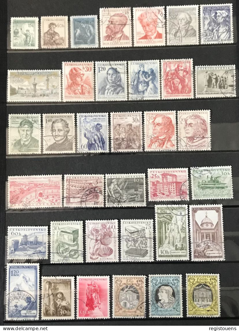 Lot De 100 Timbres Oblitérés Tchécoslovaquie 1950 /1957 - Used Stamps