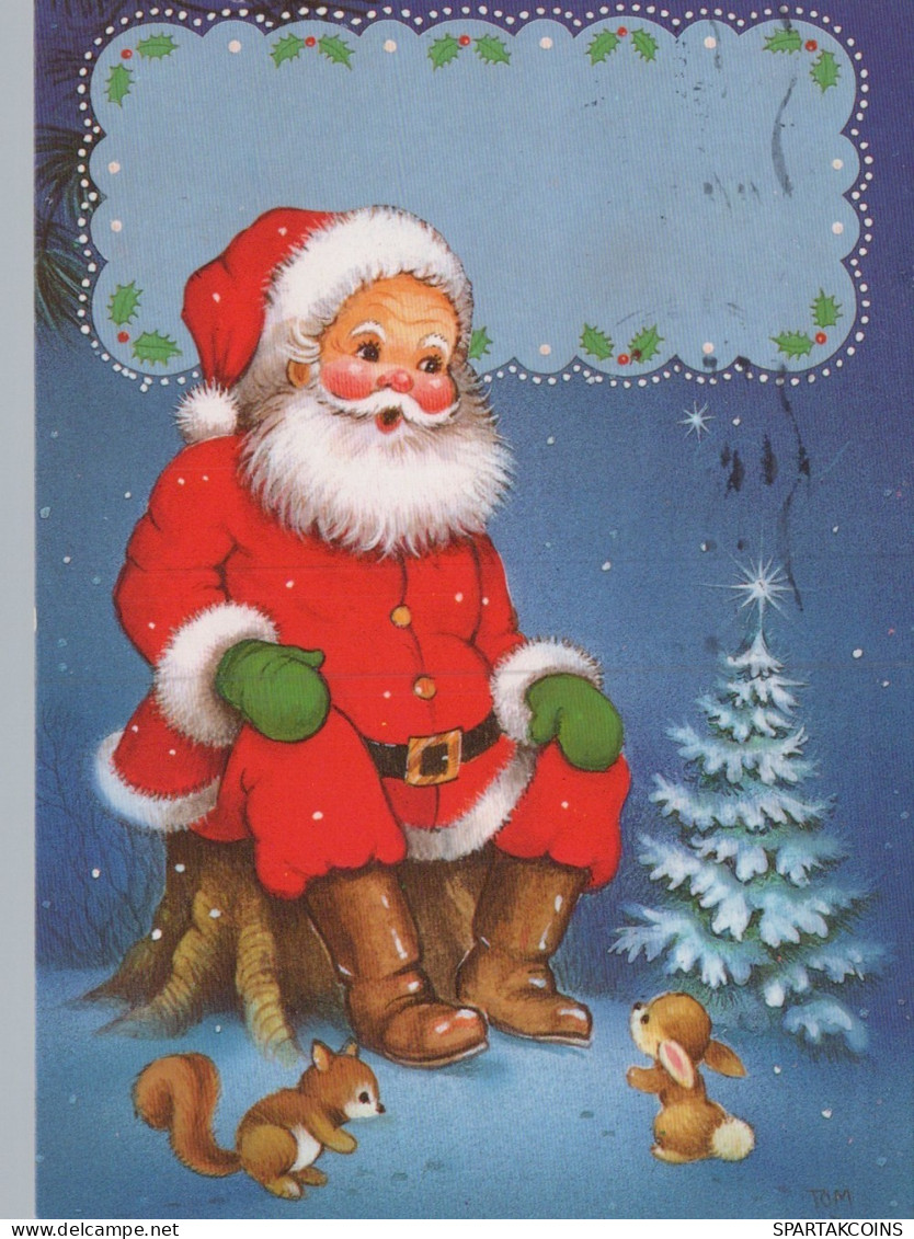 BABBO NATALE Animale Natale Vintage Cartolina CPSM #PAK656.IT - Kerstman