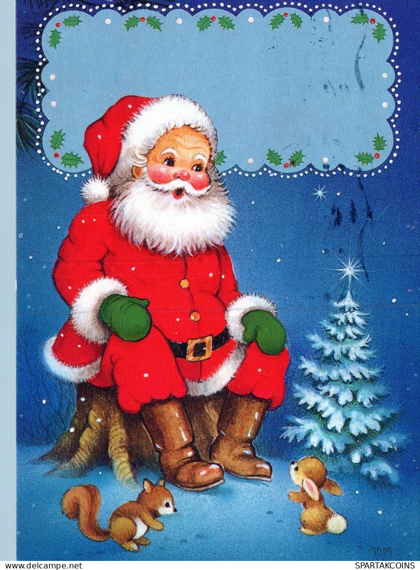 BABBO NATALE Animale Natale Vintage Cartolina CPSM #PAK656.IT - Santa Claus