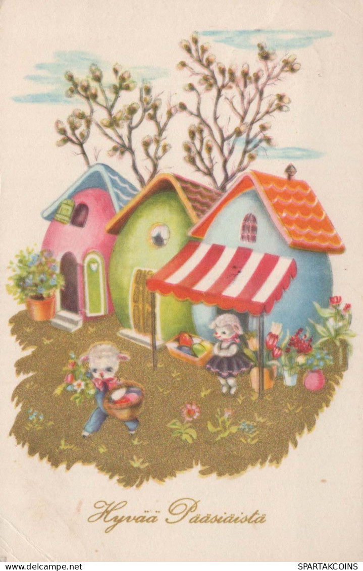 PÂQUES FLEURS Vintage Carte Postale CPA #PKE187.FR - Ostern