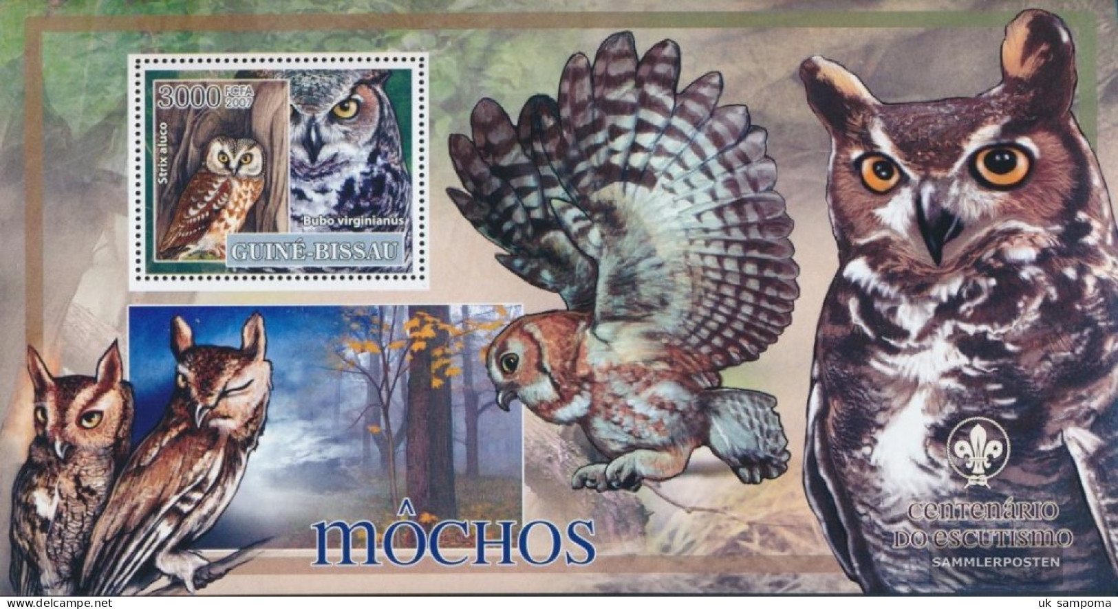 Guinea-Bissau Miniature Sheet 606 (complete. Issue) Unmounted Mint / Never Hinged 2007 Birds - Owls - Pfadfinderlogo - Guinea-Bissau