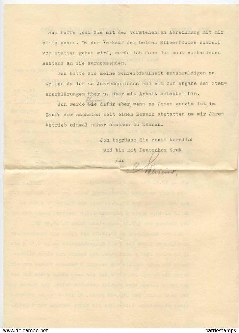 Germany 1936 Cover & Letter; Duisburg-Hamborn - Carl Schnier To Schiplage; 12pf. Hindenburg - Briefe U. Dokumente