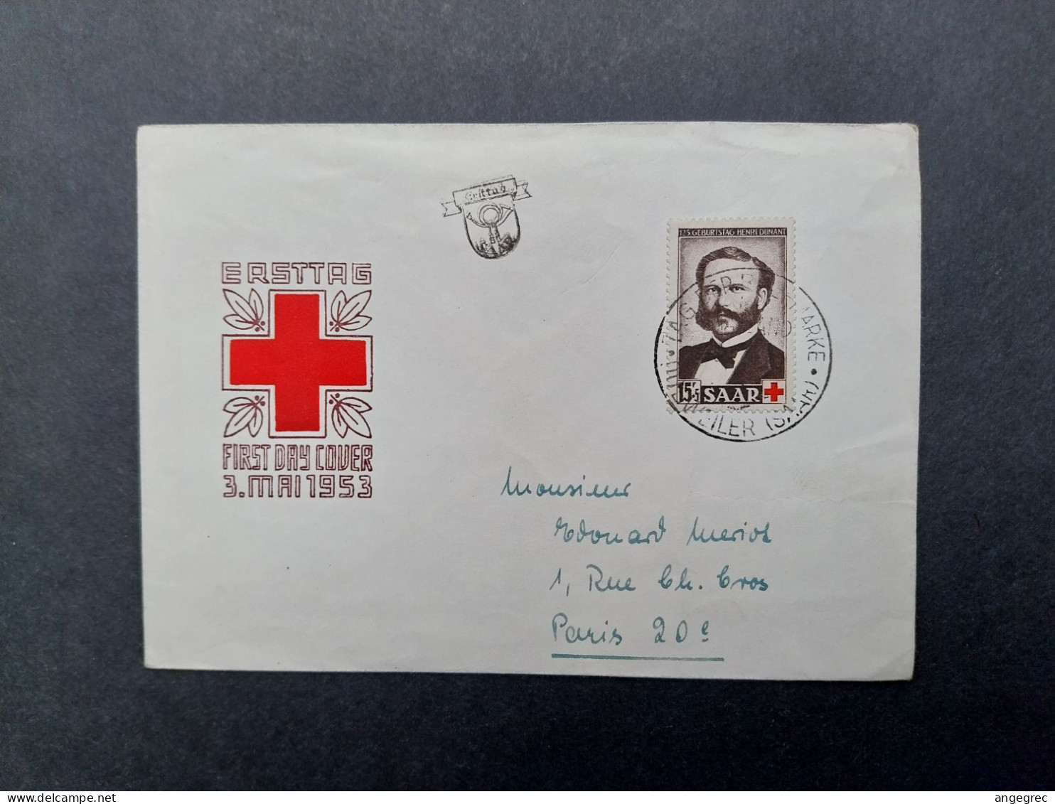 FDC Sarre Enveloppe 1953    Au Profit De La Croix Rouge  Voir Scan - FDC
