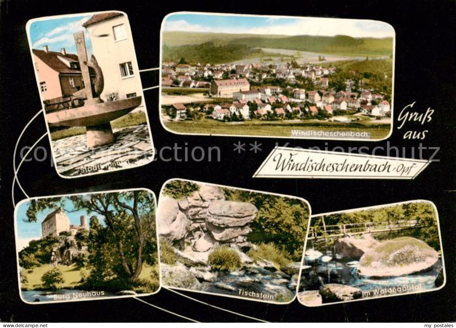 73865949 Windischeschenbach Panorama Stadtbrunnen Burg Neuhaus Tischstein Felsen - Windischeschenbach