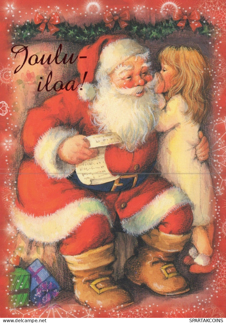 PAPÁ NOEL NIÑO NAVIDAD Fiesta Vintage Tarjeta Postal CPSM #PAK927.ES - Santa Claus