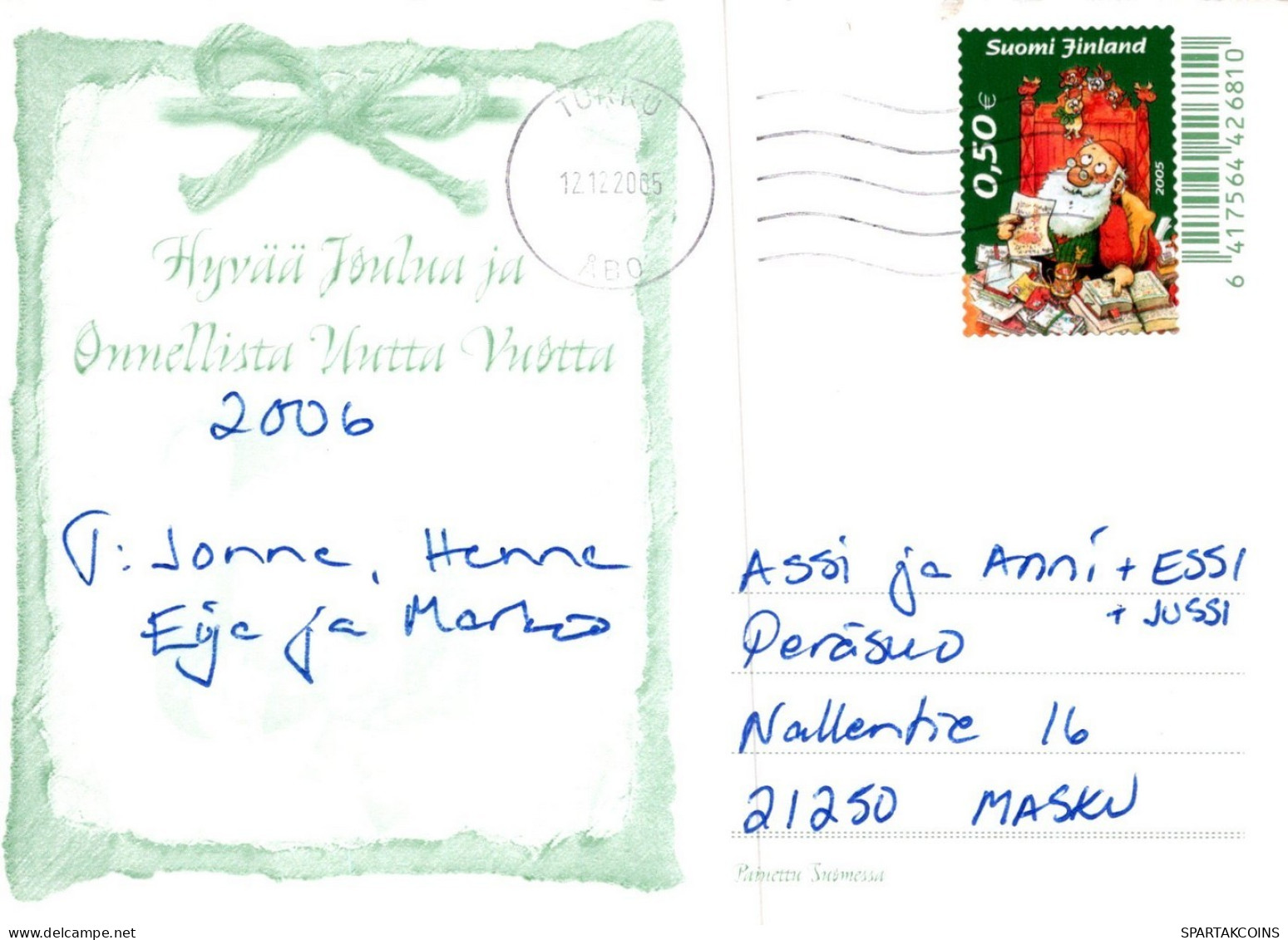 PAPÁ NOEL Animales NAVIDAD Fiesta Vintage Tarjeta Postal CPSM #PAK517.ES - Santa Claus