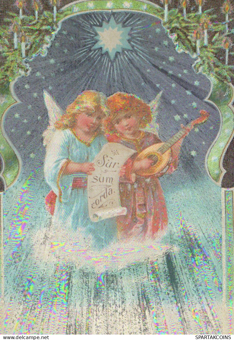 ANGELO Buon Anno Natale LENTICULAR 3D Vintage Cartolina CPSM #PAZ039.IT - Anges