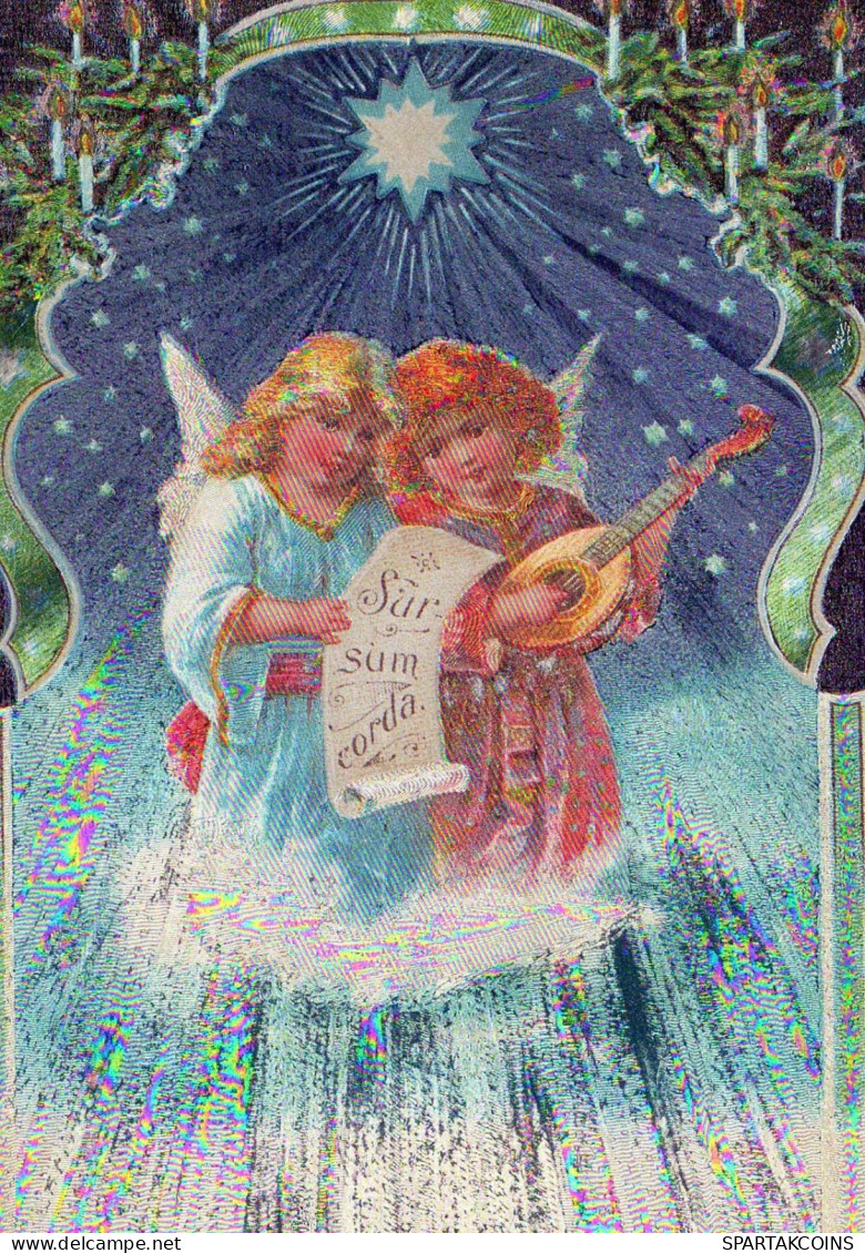 ANGELO Buon Anno Natale LENTICULAR 3D Vintage Cartolina CPSM #PAZ039.IT - Angels