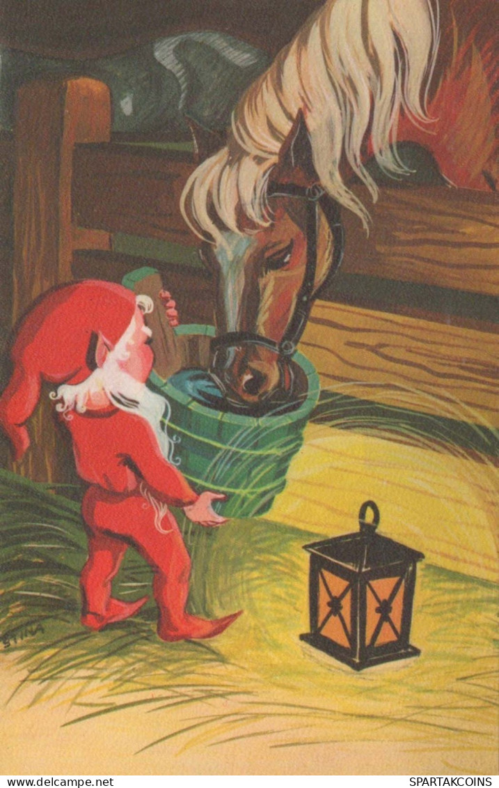 BABBO NATALE Buon Anno Natale Vintage Cartolina CPSMPF #PKG355.IT - Santa Claus