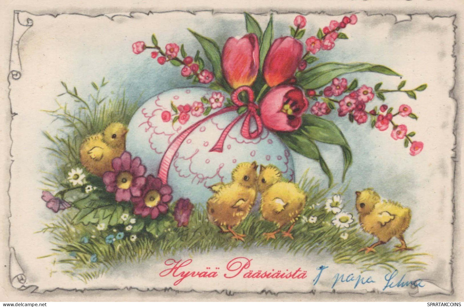 PASQUA POLLO UOVO Vintage Cartolina CPA #PKE378.IT - Pasen