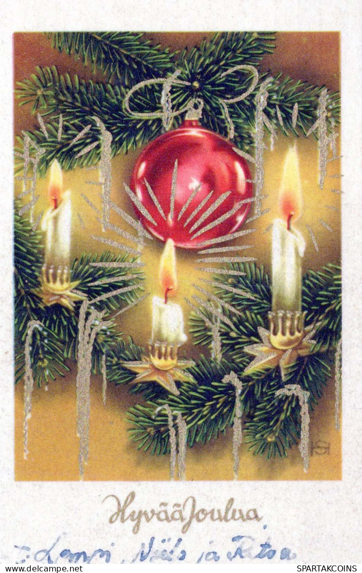 Buon Anno Natale CANDELA Vintage Cartolina CPSMPF #PKD059.IT - Nieuwjaar