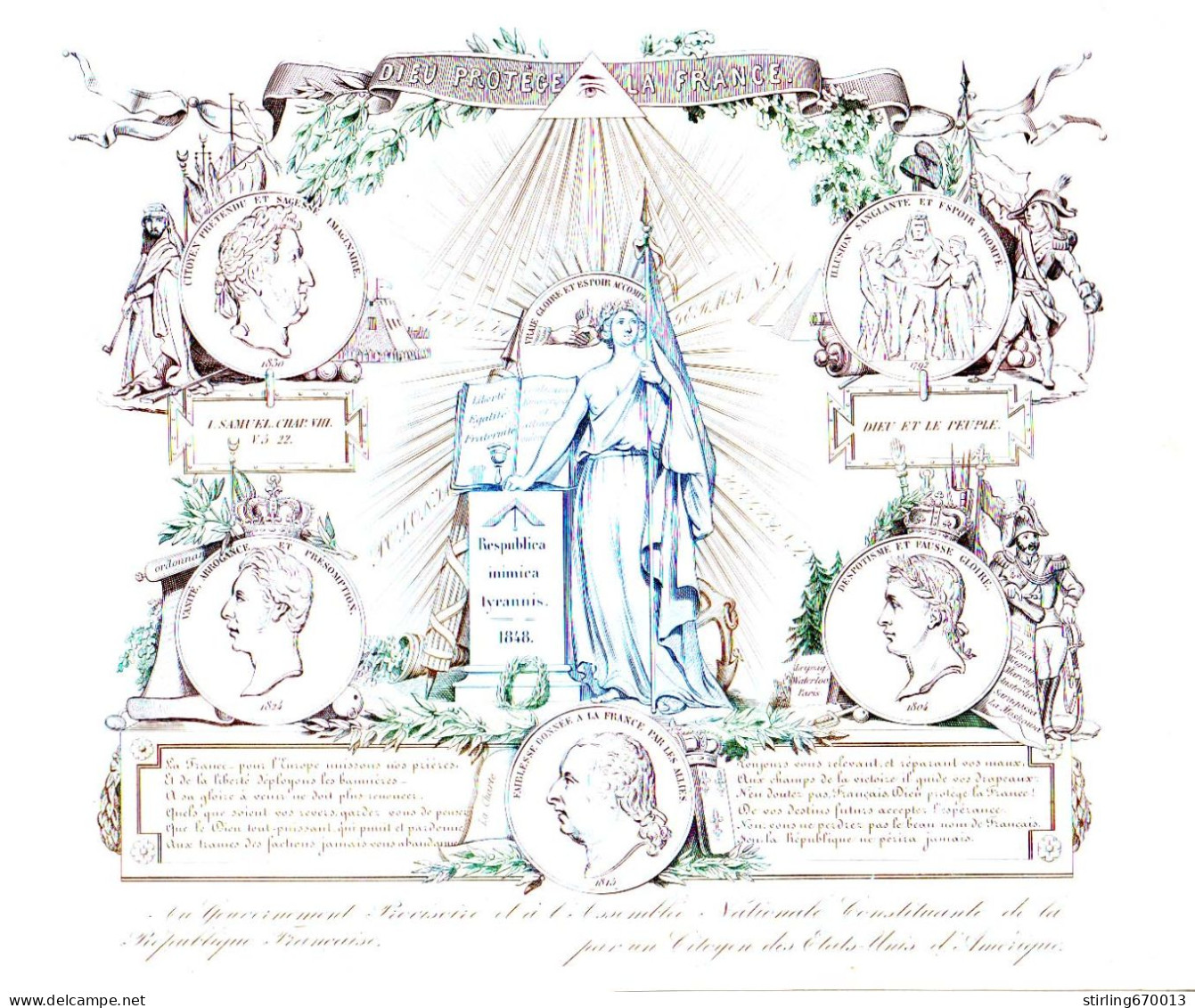 DE 1915 - Carte Porcelaine Au Gouvernement Provisoire A L'Assemble Nationale De La France Par Un Citoyen D'E.U D'Ameriqu - Sonstige & Ohne Zuordnung