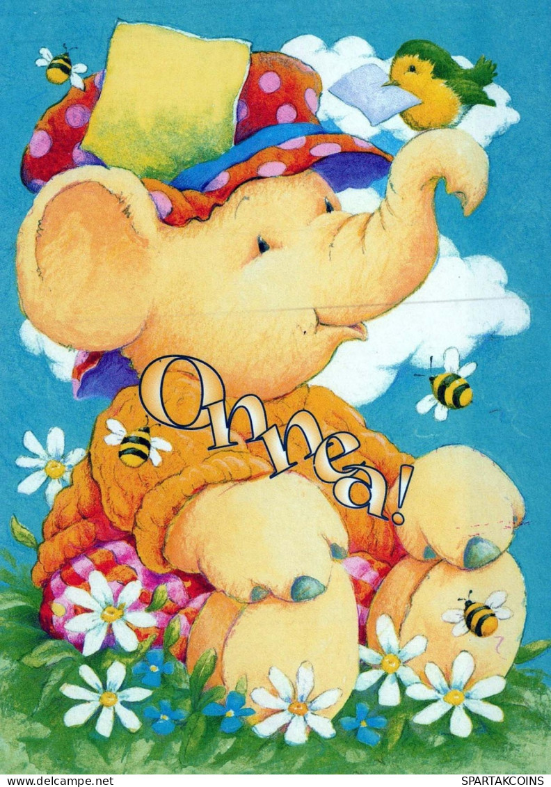 ELEFANTE Animale Vintage Cartolina CPSM #PBS739.IT - Éléphants